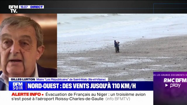 Coup de vent dans l'Ouest: Compte tenu des risques de vagues de submersion, nous interdisons l'accès à la digue , indique le maire de Saint-Malo, Gilles Lurton