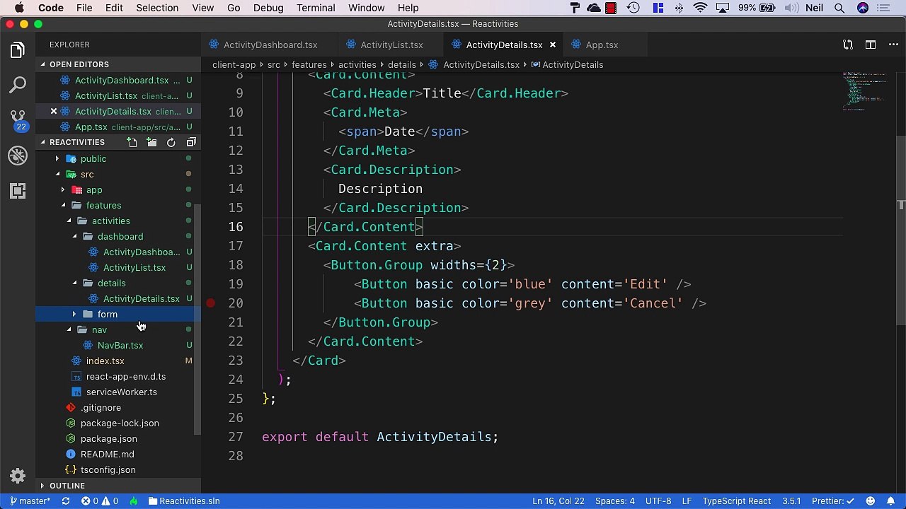 Building a CRUD application in React (Legacy) - Adding the Activity Form component