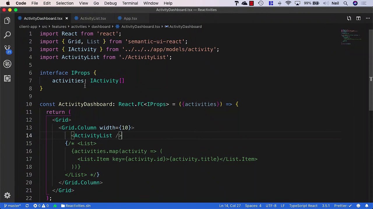 Building a CRUD application in React (Legacy) - Creating the Activity List