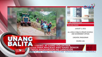 Mga pulis, bombero at ilang volunteer, nagbayanihan para mailikas ang isang senior citizen matapos magkaroon ng landslide | UB