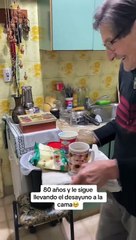 ¡Más enamorados que nunca! Abuelito aún lleva el desayuno a la cama a su esposa