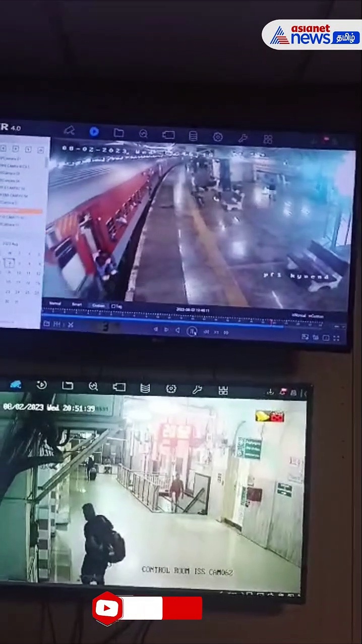 ரயிலில் தவறி விழுந்த இளம் பெண்ணை காப்பாற்றும் CCTV காட்சி!