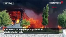 Kastamonu'da ahşap kapı boya fabrikası alevlere teslim oldu