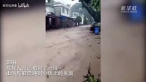 Cet idiot tente de traverser une rue inondée en Chine