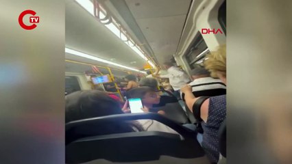 METRODA EŞİNİ BİR KADINLA GÖRÜNCE SİNİRLENDİ; O ANLAR KAMERADA