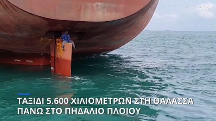 Ταξίδι 5.600 χιλιομέτρων στη θάλασσα πάνω στο πηδάλιο φορτηγού - πλοίου