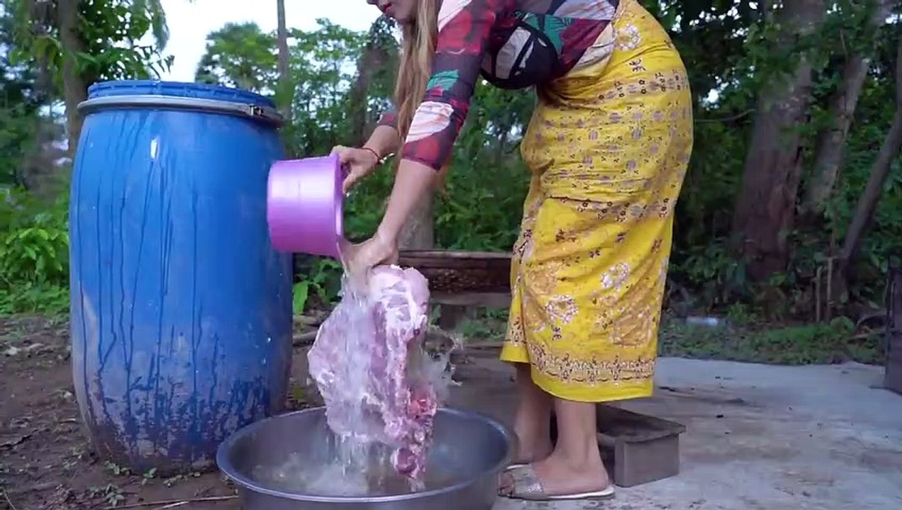 Ribs pork soup and roasted cook recipe in countryside - Polin lifestyle