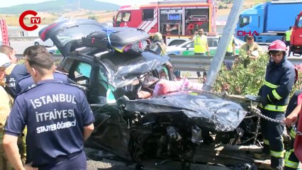 Sancakte'de lastiği patlayan TIR cipe çarptı; 5 yaralı