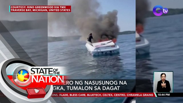 2 pasahero ng nasusunog na bangka, tumalon sa dagat | SONA