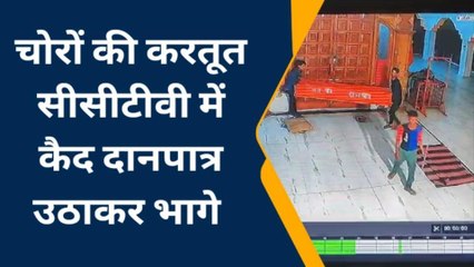 झांसी: चोरों की करतूत सीसीटीवी में कैद, मंदिर में रखा दान पत्र उठाकर भागे