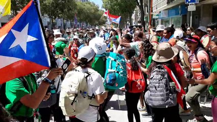 Peregrinos de la JMJ camino a la ceremonia de bienvenida