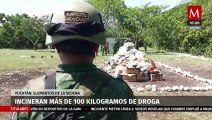 Ejército incinera 100 kilogramos de diferentes drogas en Mérida, Yucatán
