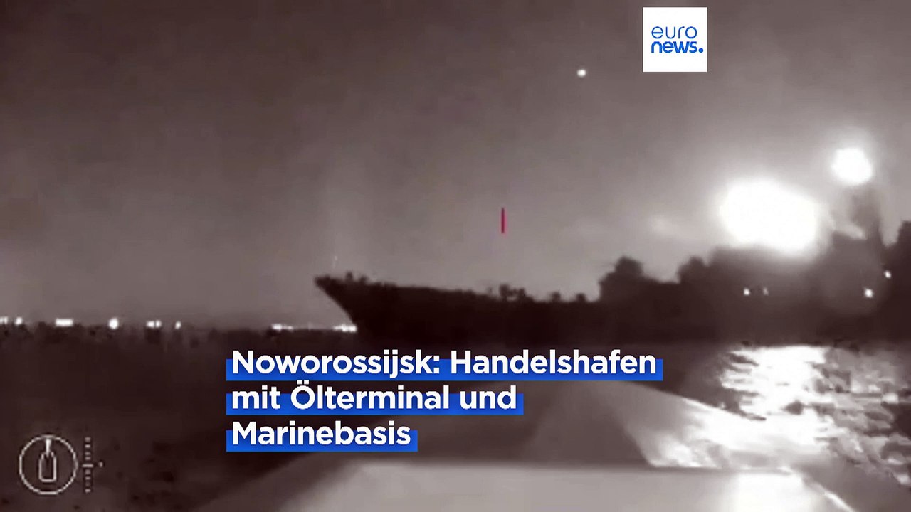 100 Mann an Bord: Video soll Drohnenangriff auf russisches Landungsschiff zeigen