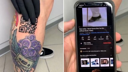 Rick Astley fan gets leg tattoo which ‘plays’ Never Gonna Give You Up on repeat