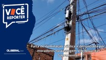 Falta de iluminação pública é denunciada por moradores na passagem Vila Nova, na Sacramenta