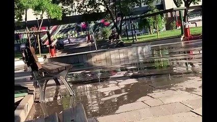 Le jeu dangereux des enfants submergés par la chaleur du bassin d'agrément