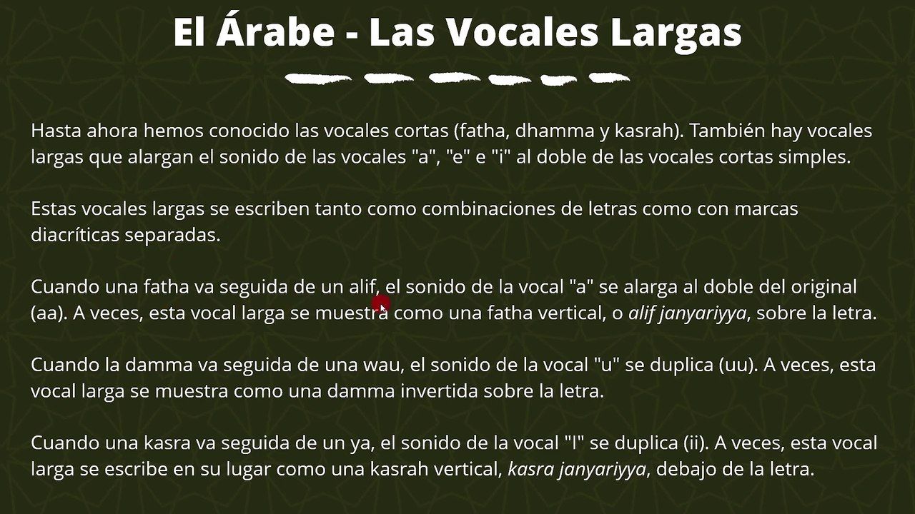 09. Leer el Corán en árabe - Leccion #5: Las vocales largas + los diptongos