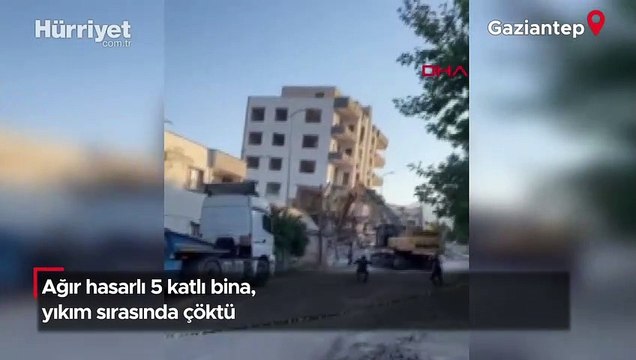 Ağır hasarlı 5 katlı bina, yıkım sırasında çöktü