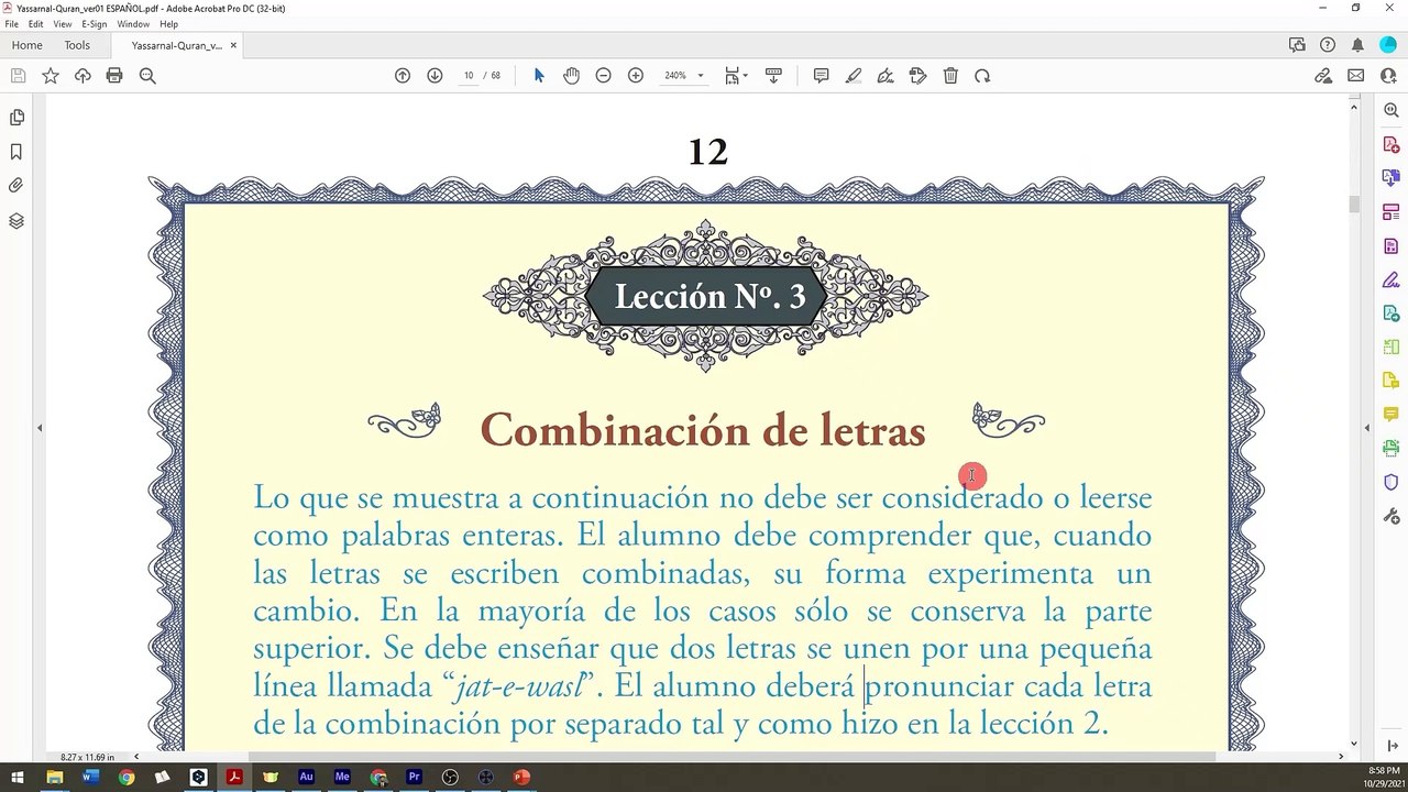 05. Leer el Corán en árabe - Lectura: Las letras árabes unidas (págs. 12-16)