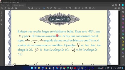 10. Leer el Corán en árabe - Lectura: Las vocales largas y los diptongos (págs. 31-38)