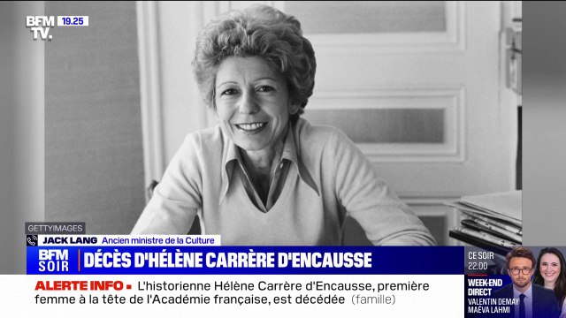 C'était une grande dame des Lettres et des Arts : Jack Lang, rend hommage à l'historienne Hélène Carrère d'Encausse