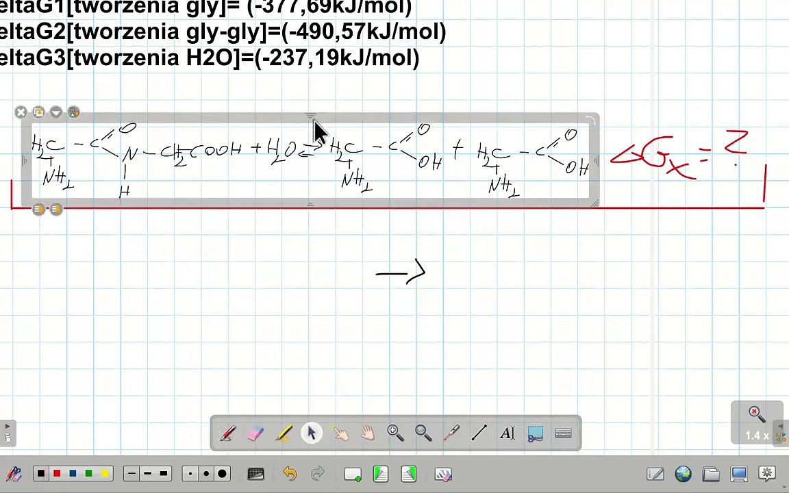OBLICZ ZMIANĘ ENTALPII SWOBODNEJ  HYDROLIZY DIPEPTYDU Gly-Gly. #chemia #chemistry