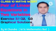 Class 10 Maths NCERT Exercise 3.1 Q2 Q3 | 10 Maths Ex 3.1 Q2 Q3 | Class 10 Maths Ex3.5 Q2 Q3 | 10 Ex3.1 Q2 and Q3 | 10 Ex3.1 Q2 Q3  Graphical Solutions |