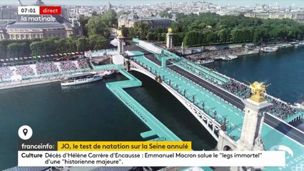 Download Video: La compétition test pré-JO de natation qui devait se dérouler aujourd'hui dans la Seine annulée en raison de la pollution du fleuve, annonce World Aquatics, la fédération internationale de natation - VIDEO