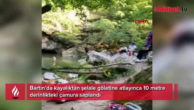 Bartın'da gölete atlayan kişi çamura saplandı