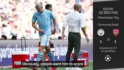 Скачать видео: De Bruyne 'not worried in the slightest' about Haaland after Community Shield defeat