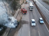 Drone flagra carro em chamas na BR-381, em Betim