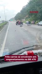 Três carros se envolvem em engavetamento na BR 101