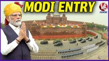 PM Modi Grand Entry To Red Fort | Delhi | V6 News