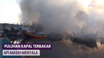 Kebakaran Puluhan Kapal di Pelabuhan Tegal, Api Masih Menyala Akibat Angin Kencang