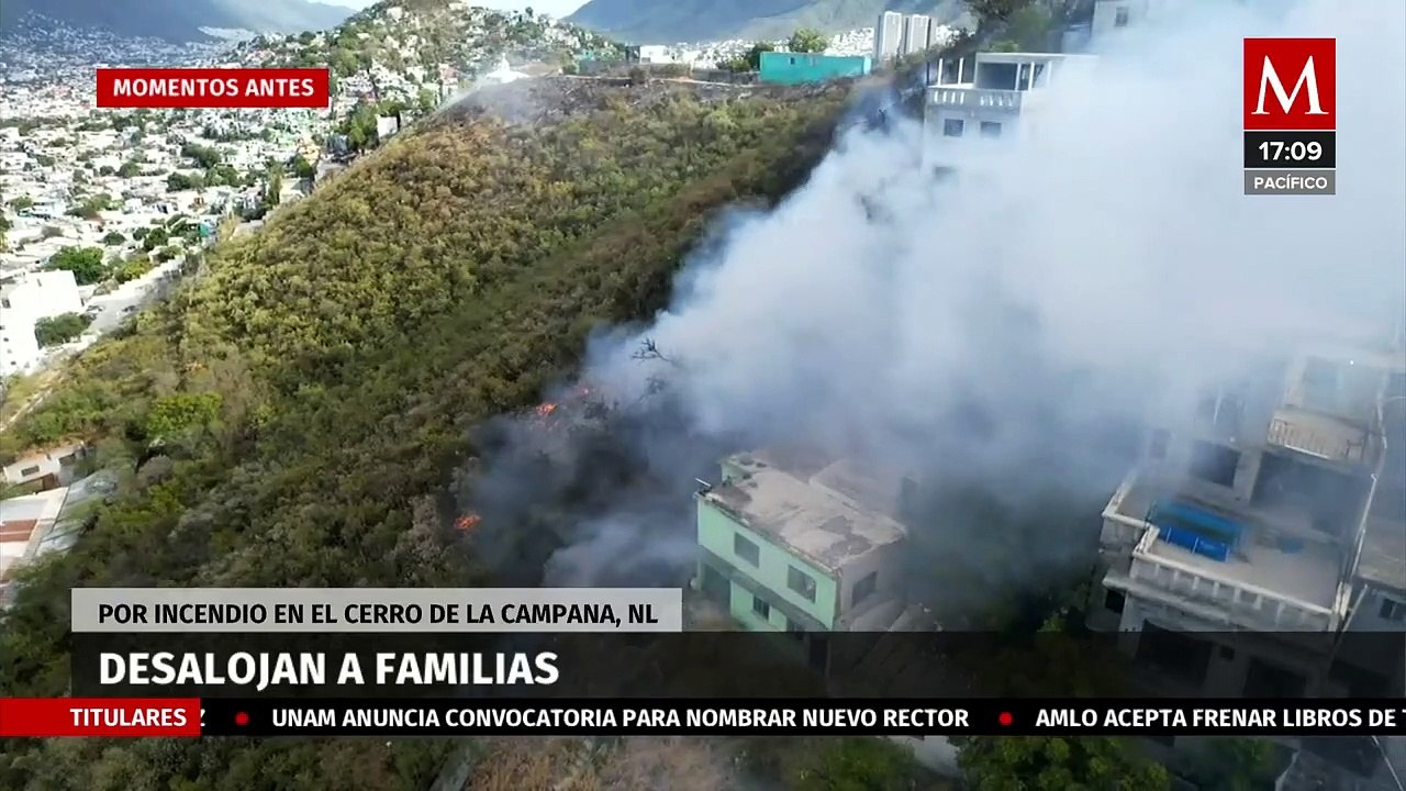 Desalojan viviendas tras incendio en el cerro de La Campana en Monterrey