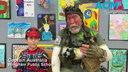 Captain Australia stops off at Wingham Public School, 14 August 2022