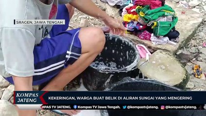 Kekeringan, Warga Buat Belik di Aliran Sungai Yang Mengering