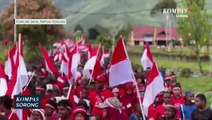 Masyarakat Antusias Ikut Kirab Bersama Satgas Yonif Raider 712/Wiratama dan Pemerintah Puncak  Jaya