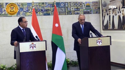 مؤتمر صحفي مشترك لرئيسي وزراء مصر والأردن عقب اجتماعات اللجنة العليا المشتركة