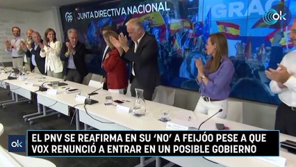 El PNV se reafirma en su ‘no’ a Feijóo pese a que Vox renunció a entrar en un posible Gobierno