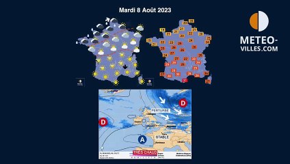 prévisions météo villes du lundi 7 août 2023