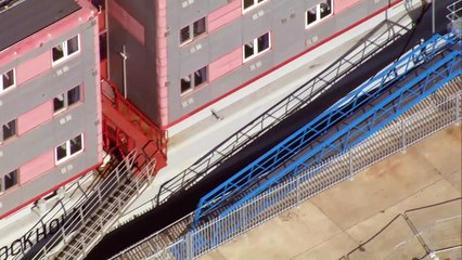 Migrants board Bibby Stockholm barge in Dorset