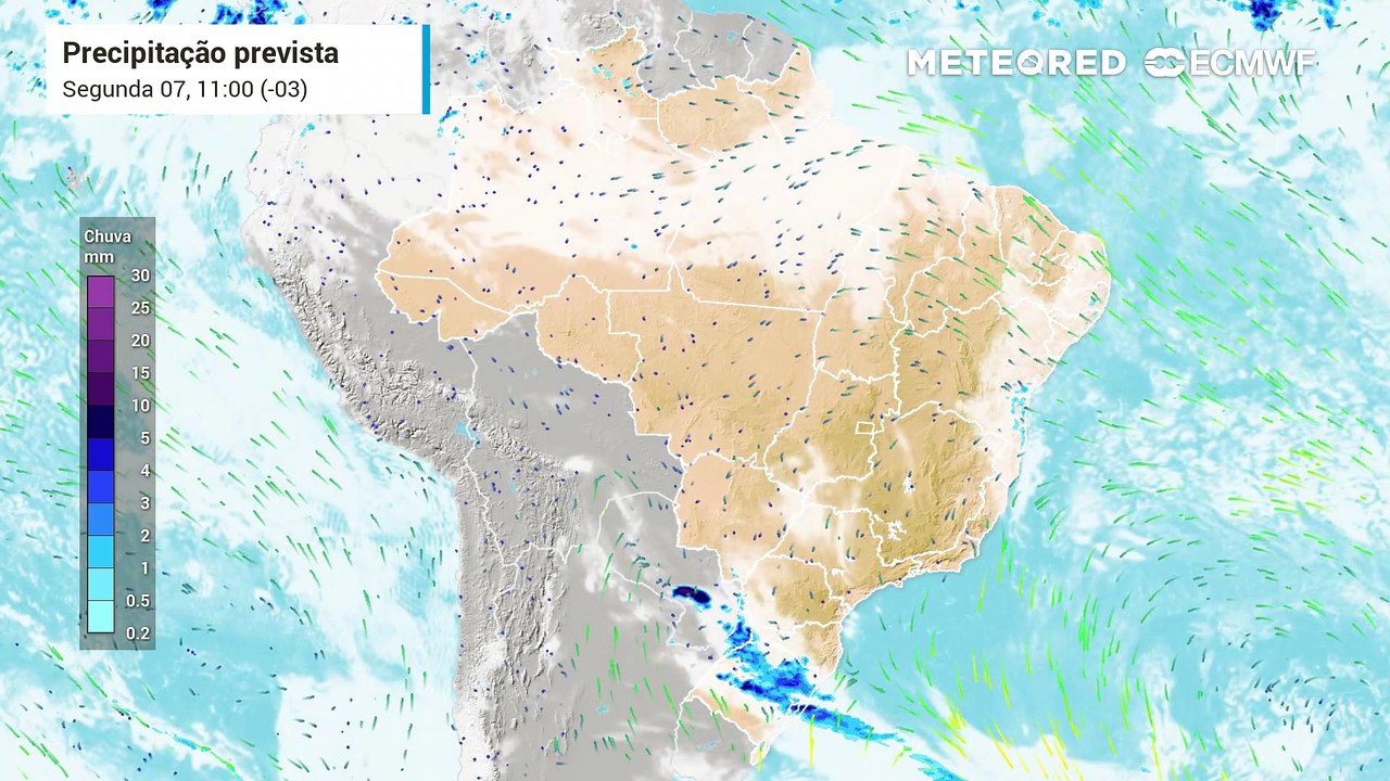 Previsão de chuva e nebulosidade