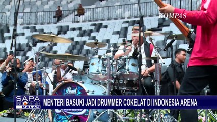 Momen Pak Bas Main Drum Bersama Band Cokelat di Peresmian Indonesia Arena GBK