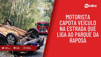 Motorista capota veículo na estrada que liga ao Parque da Raposa