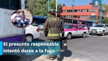 Biker pierde un dedo tras ser impactado por una unidad de transporte público