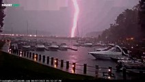 Lightning strikes near highway as severe weather warnings issued across North Carolina