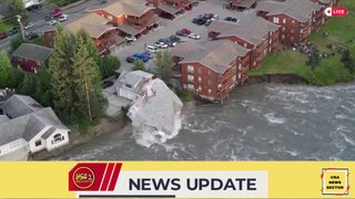 Drone footage shows moment house collapses into river in Alaska, US