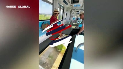 Çin'de bir gökyüzü treninde yolculuk anları kayıt altına alındı