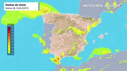 Vientos localmente muy intensos en España durante el miércoles